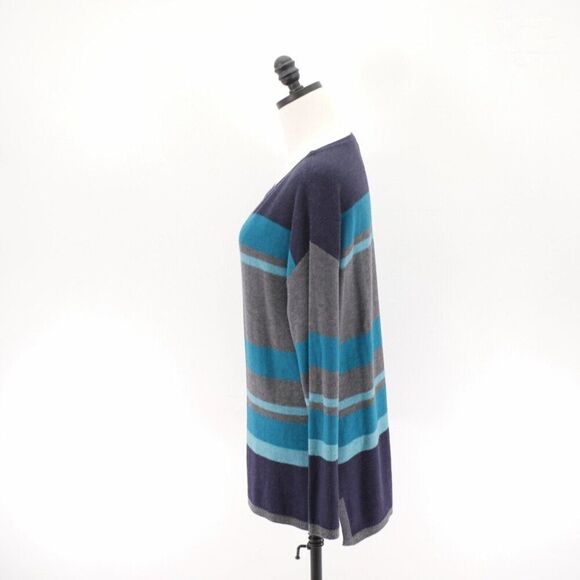 Talbots Scoop Neck Blue Teal Gray Medium Sweater Rayon Nylon Cotton - Picture 5 of 9